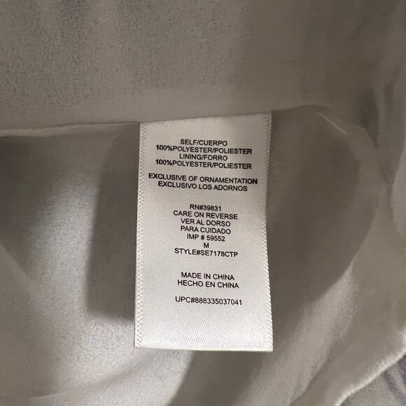 Sam Edelman Inverted Pleat Tank Dress | Fern Leaf Print | White Gray | Medium - Picture 5 of 6